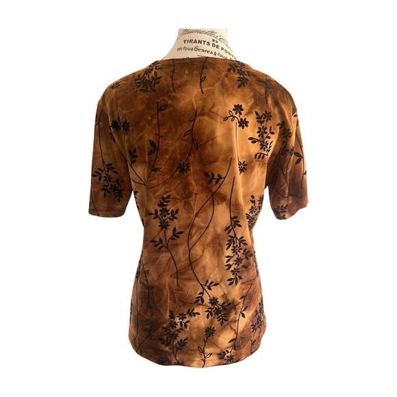 🇨🇦 Ardoise 90s Boho Burnout Velvet Orange Top - Picture 3 of 6